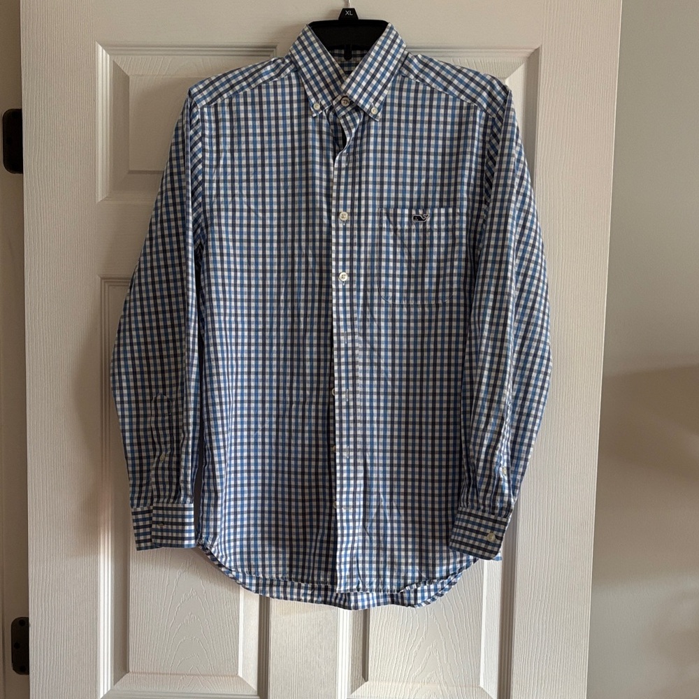 Vineyard Vines Blue and White Checkered Shirt